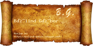 Bálind Gábor névjegykártya